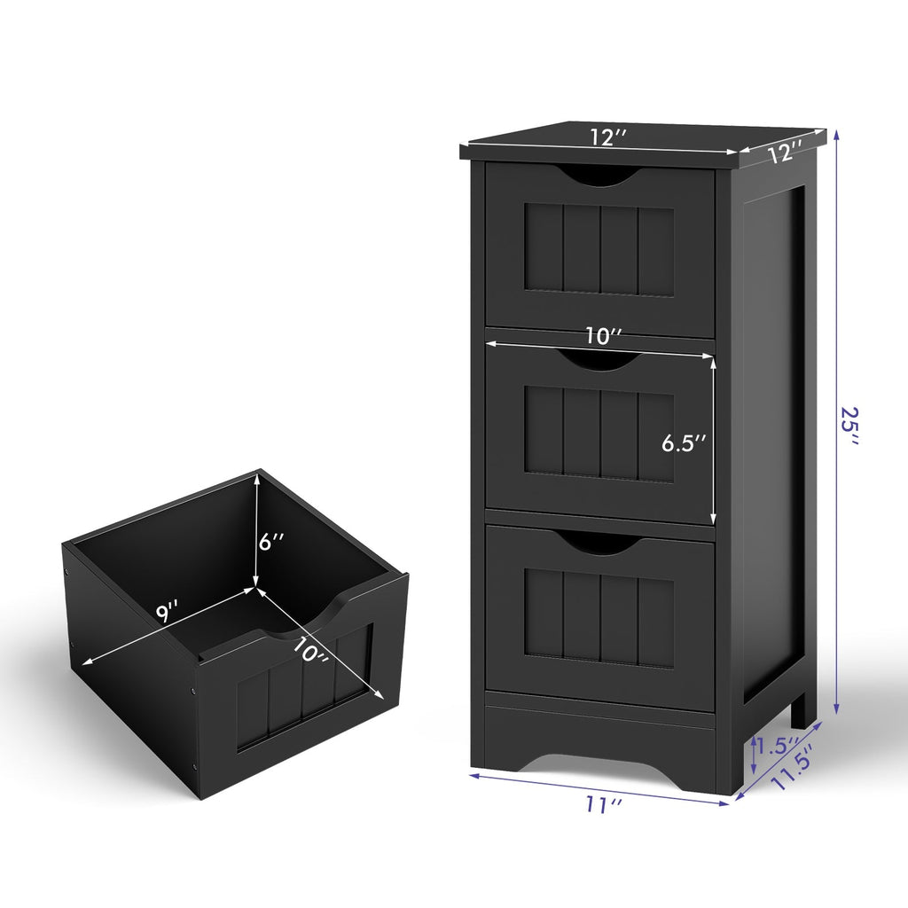Bathroom Floor Freestanding Storage Organizer with 3 Drawers