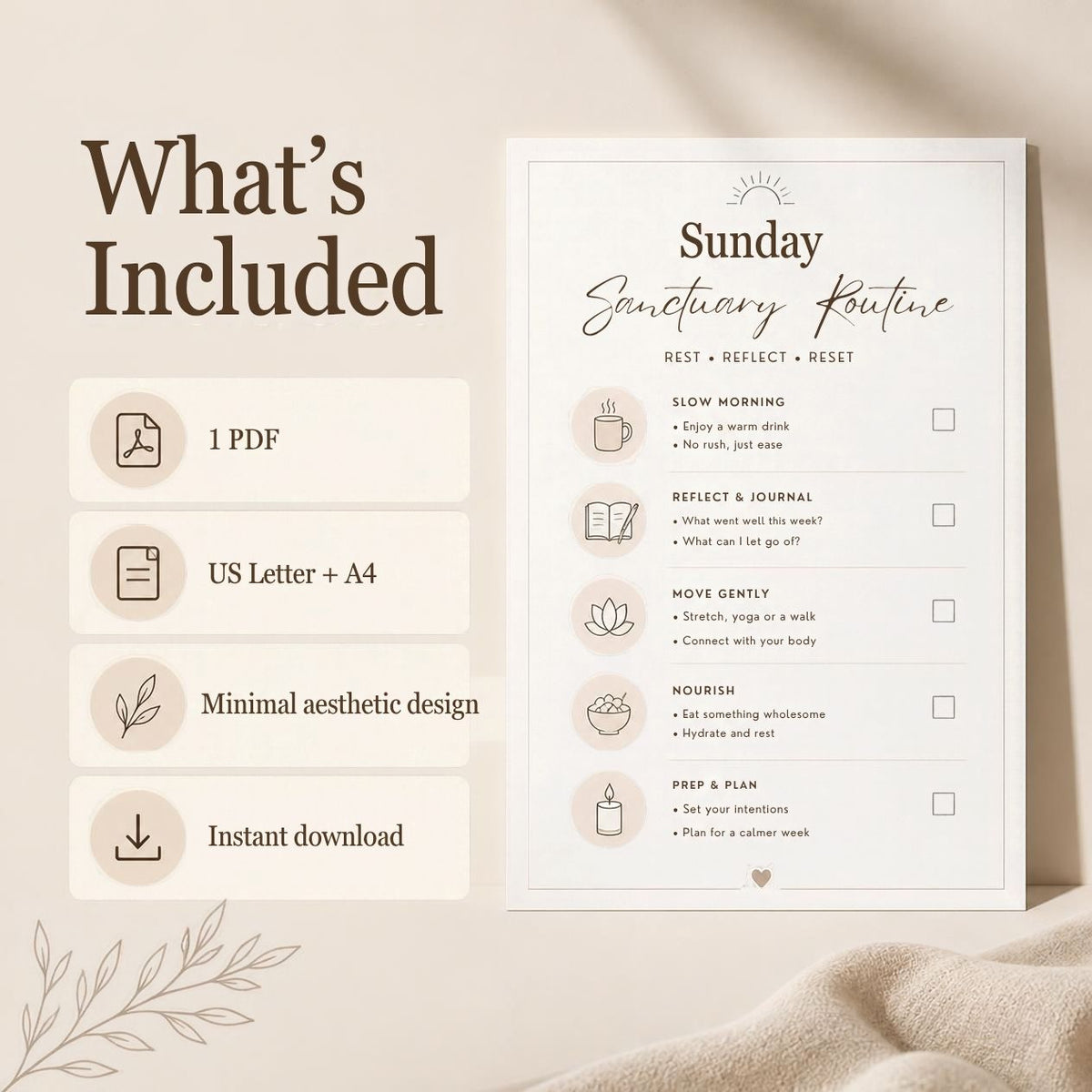 Sunday Sanctuary Routine Printable Checklist