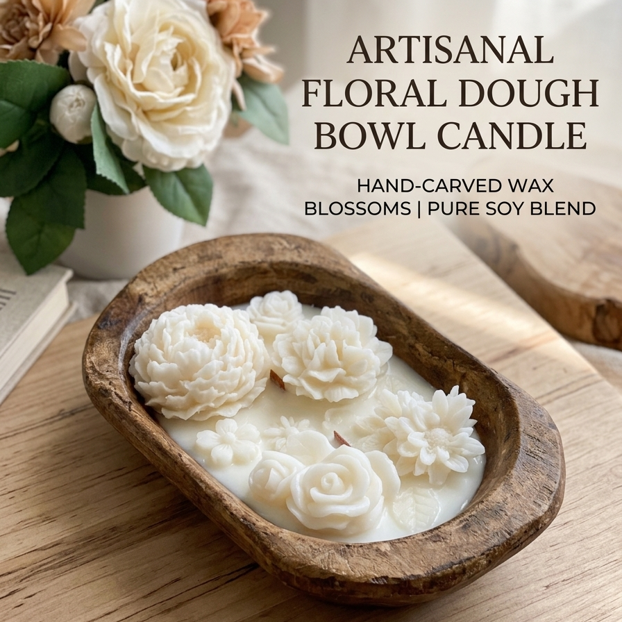 Botanical Garden Dough Bowl Candle | Earthy Home Decor Candle in Two Styles