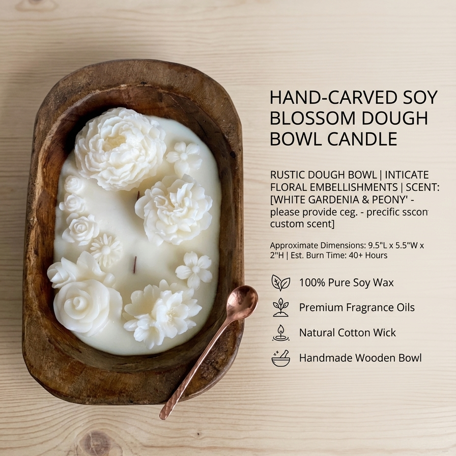 Botanical Garden Dough Bowl Candle | Earthy Home Decor Candle in Two Styles