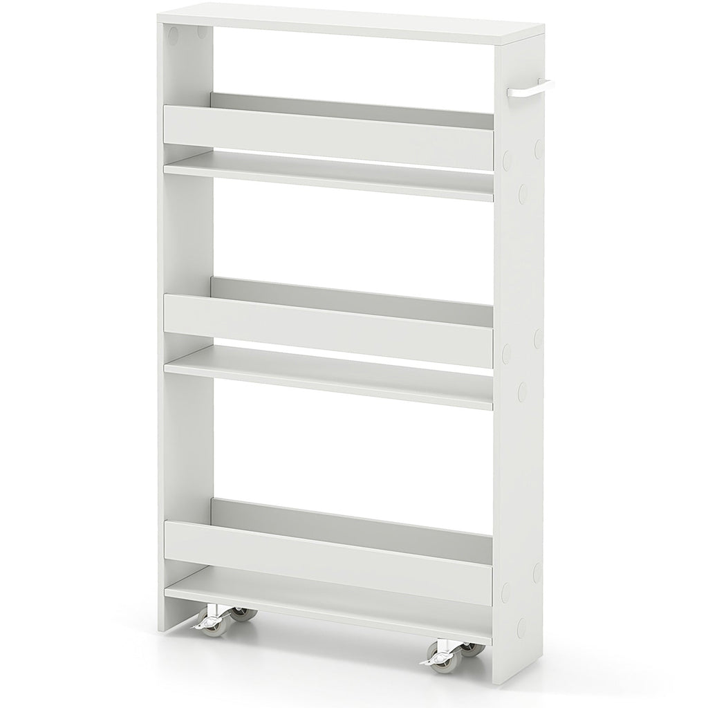Rolling Kitchen Slim Storage Cart Mobile Shelving Organizer with Handle