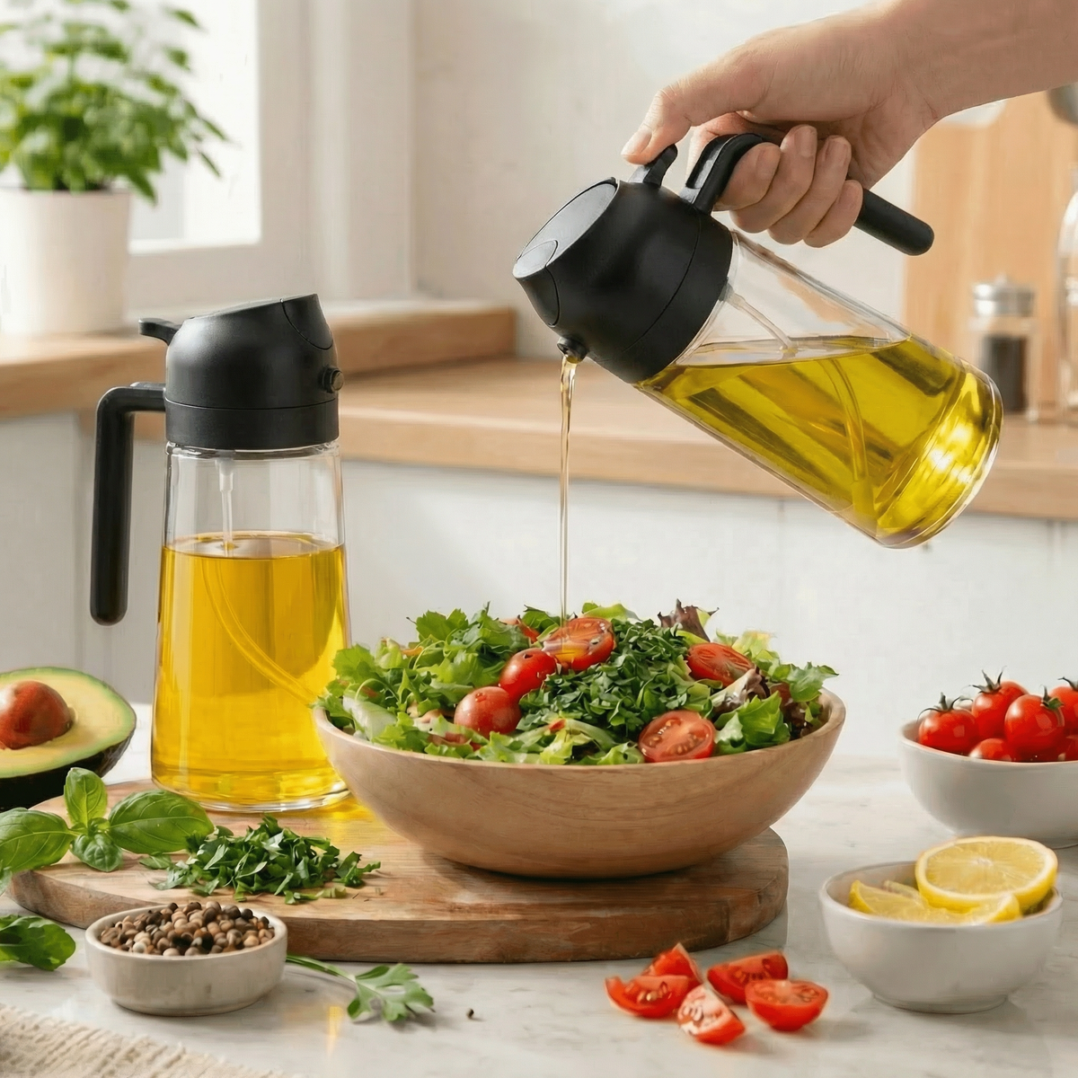 2-Pack Glass Olive Oil Sprayer & Dispenser, 16 oz