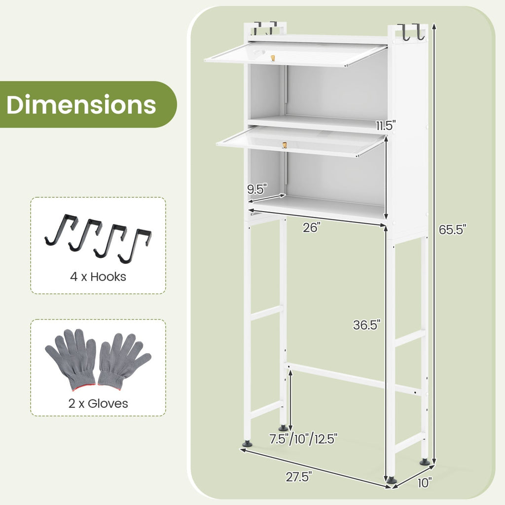 Over-the-Toilet Cabinet Organizer with Flip-Up Cabinets
