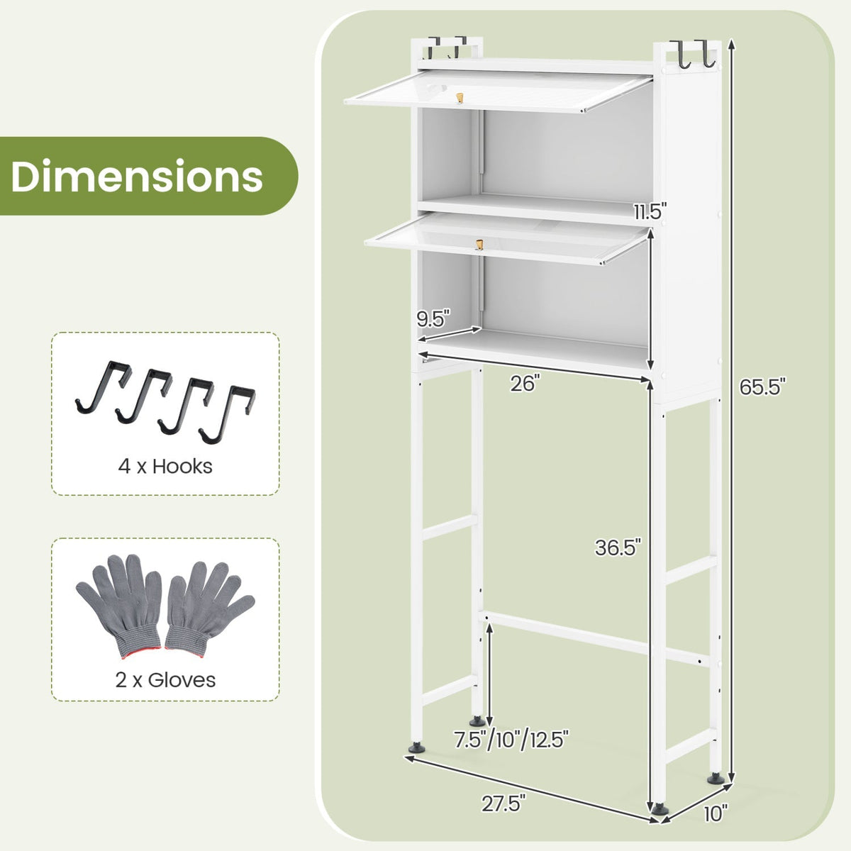 Over-the-Toilet Cabinet Organizer with Flip-Up Cabinets