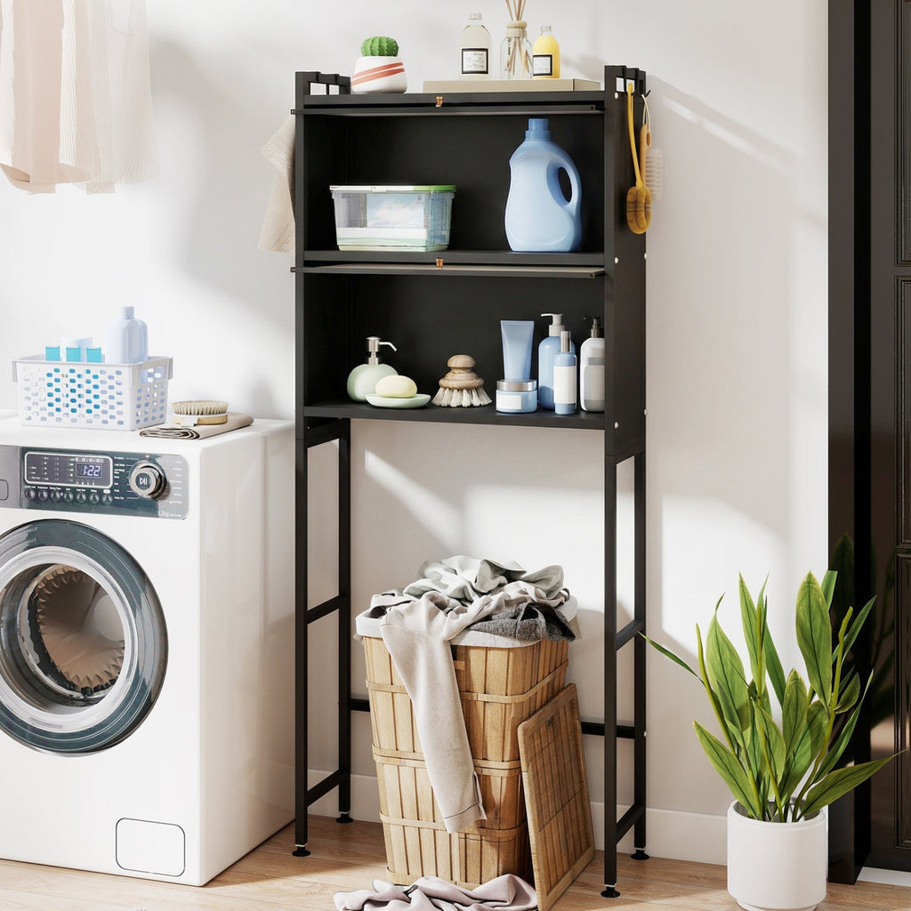 Over-the-Toilet Cabinet Organizer with Flip-Up Cabinets