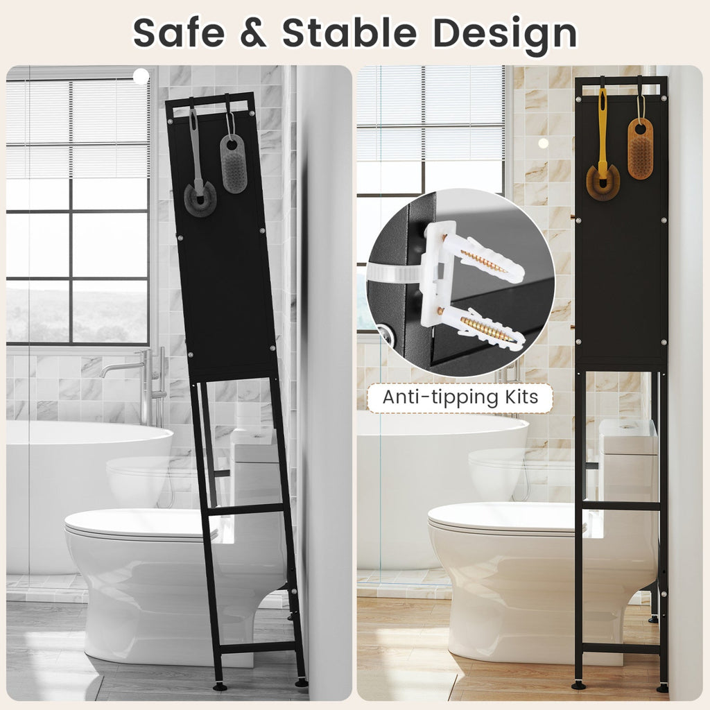 Over-the-Toilet Cabinet Organizer with Flip-Up Cabinets