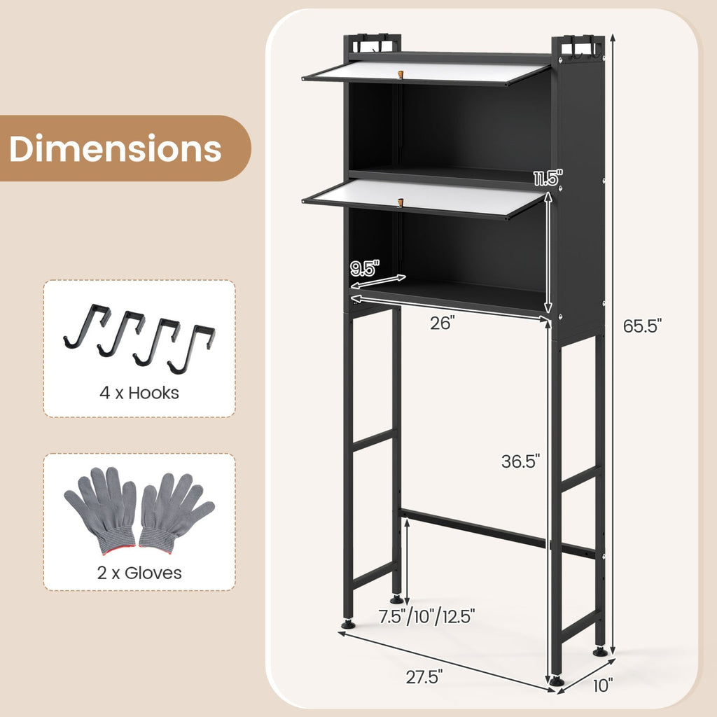 Over-the-Toilet Cabinet Organizer with Flip-Up Cabinets