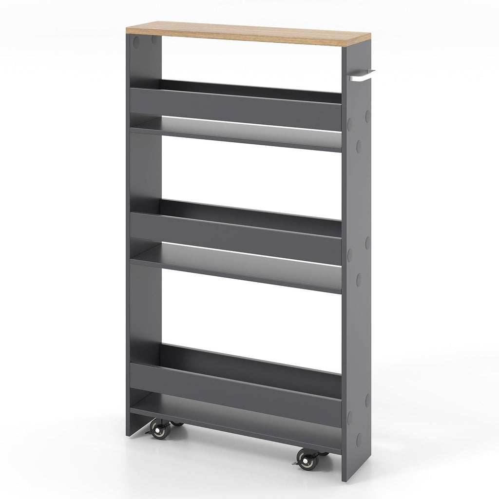 Rolling Kitchen Slim Storage Cart Mobile Shelving Organizer with Handle