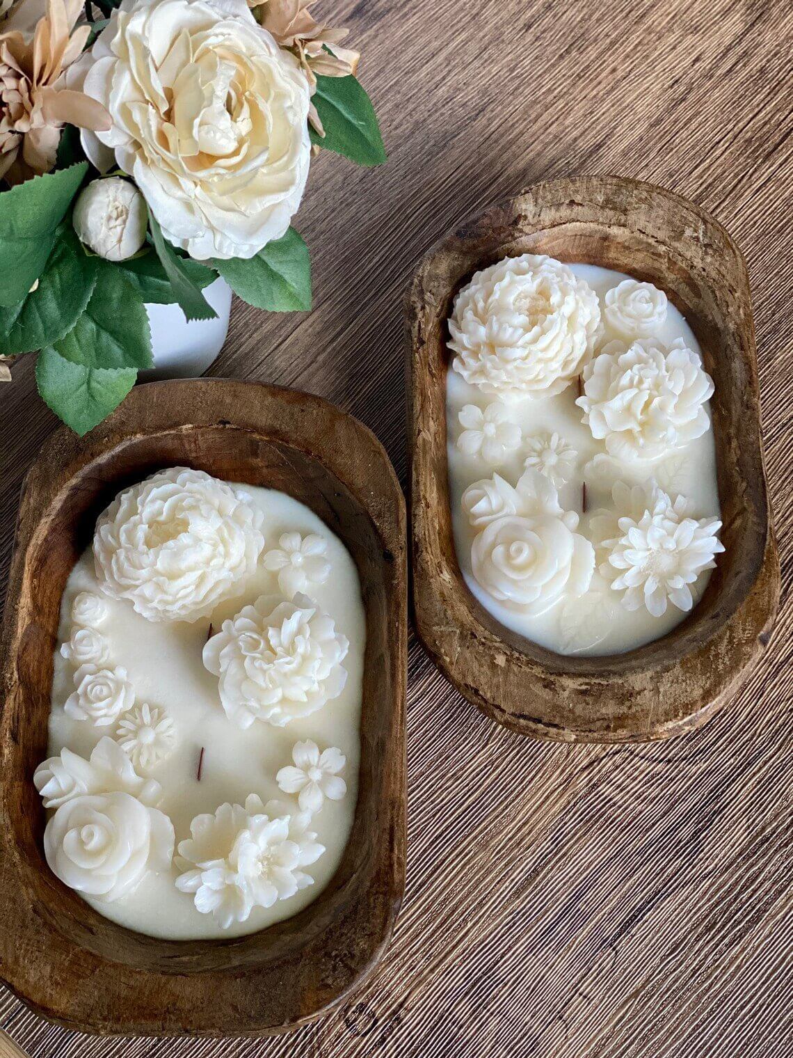 Botanical Garden Dough Bowl Candle | Earthy Home Decor Candle in Two Styles