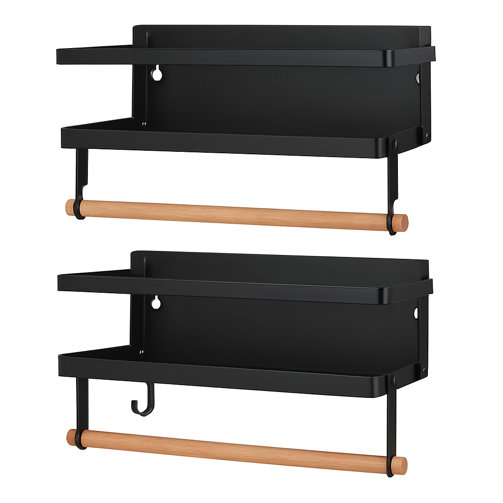 Magnetic Spice Racks for Refrigerator - with Paper Holder