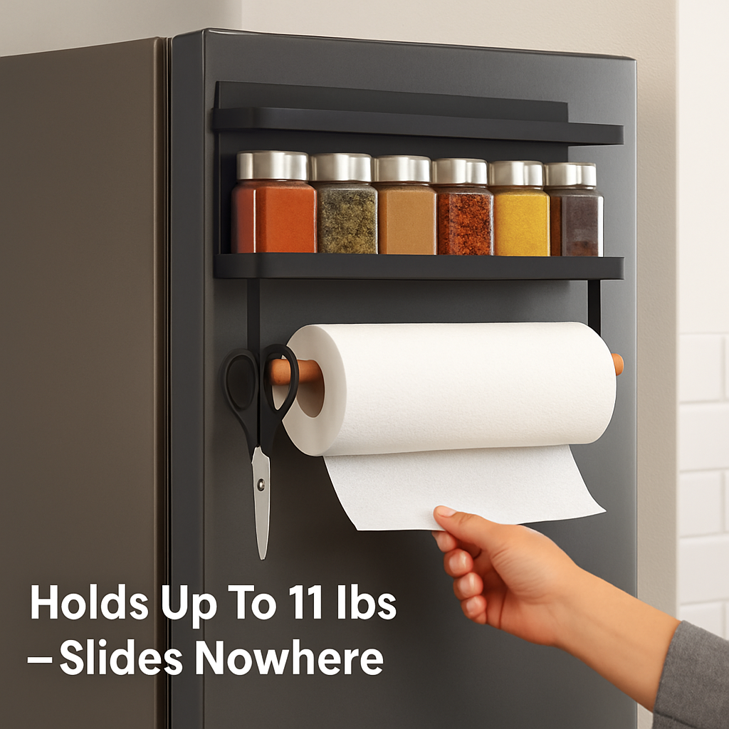 Magnetic Spice Racks for Refrigerator - with Paper Holder