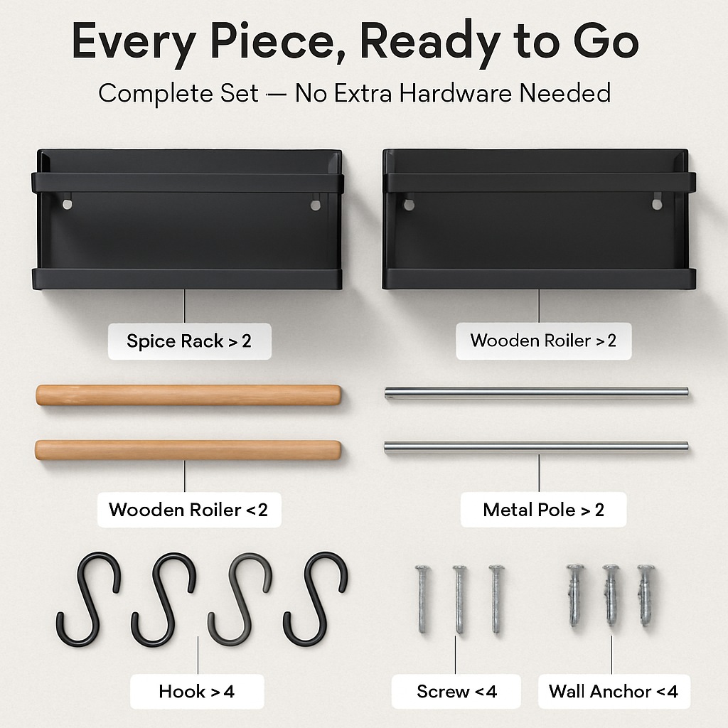 Magnetic Spice Racks for Refrigerator - with Paper Holder