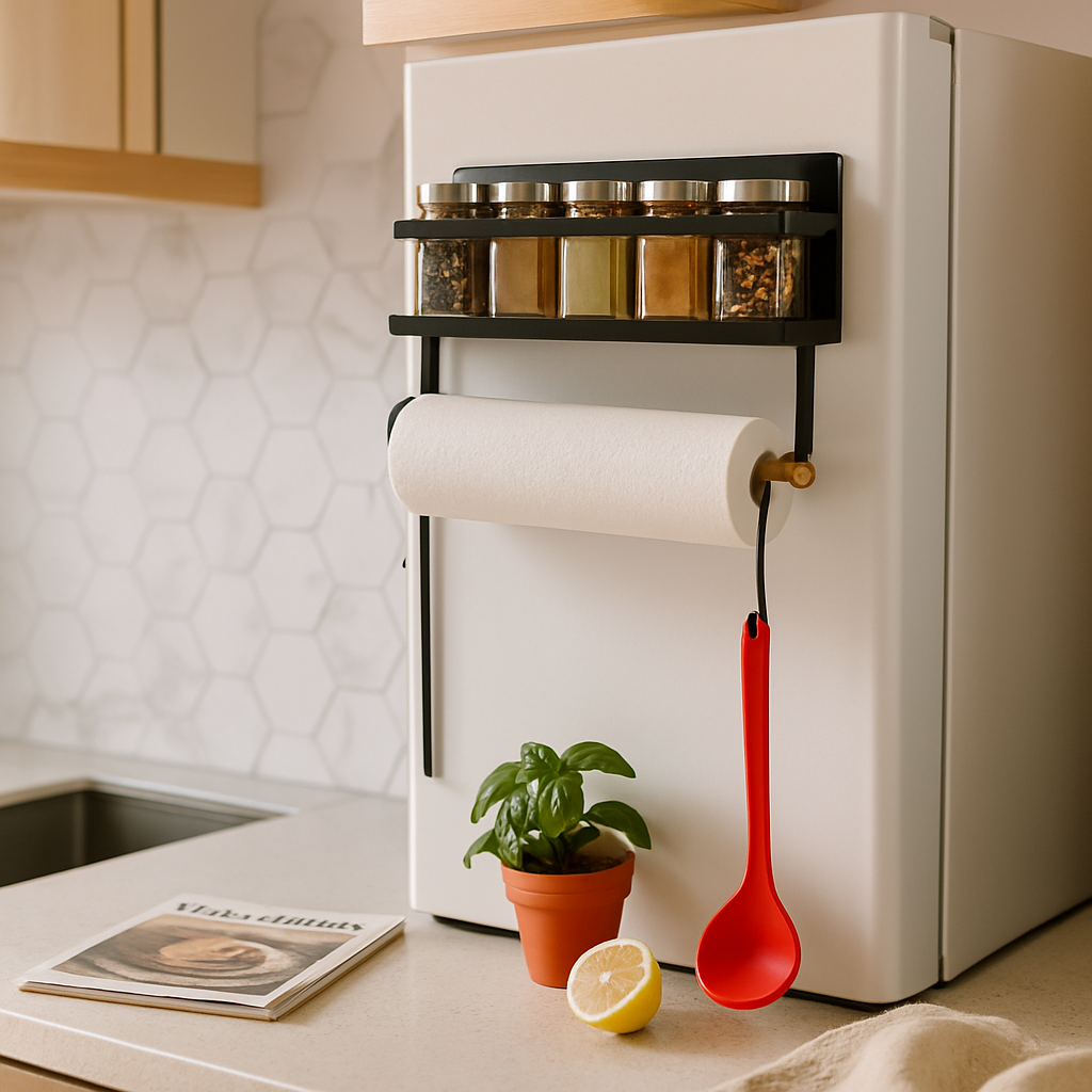 Magnetic Spice Racks for Refrigerator - with Paper Holder